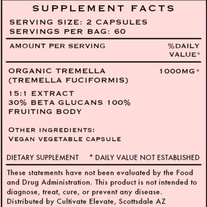 Image for Organic Tremella Mushroom Capsules - The Beauty Mushroom